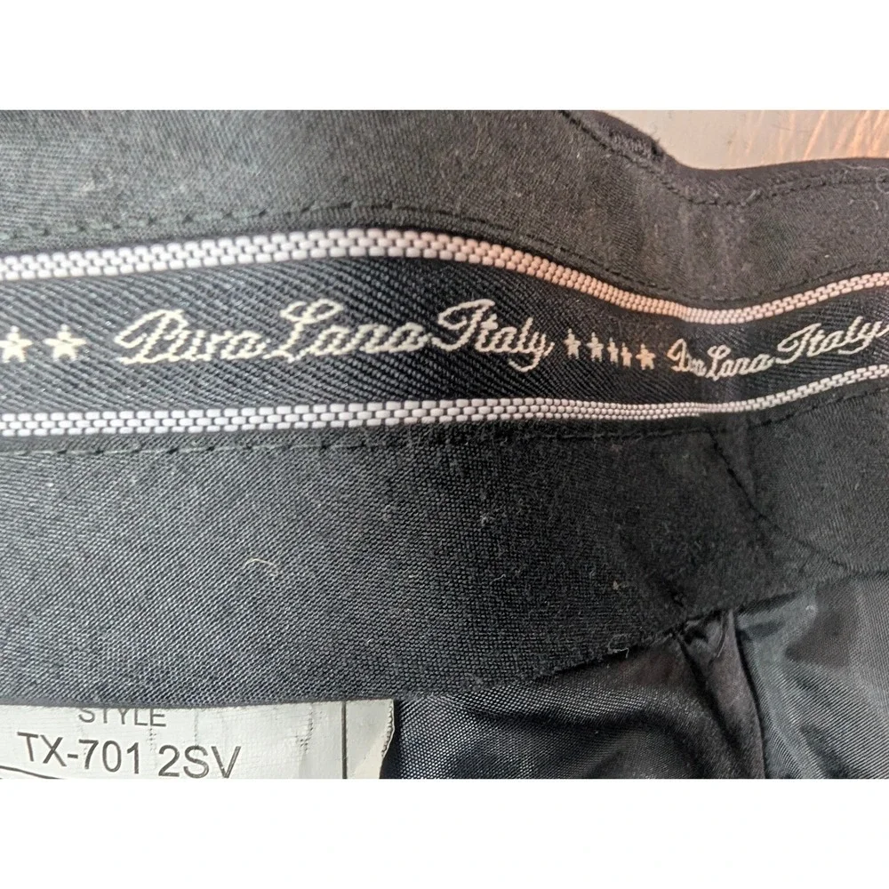 Pura Lana Italy Black 100% Wool Tuxedo Pants Mens 40L Satin Stripe TX-701 Formal